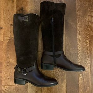 Lauren Ralph Lauren Western Style Suede and Leather Chocolate Brown boots 8.5